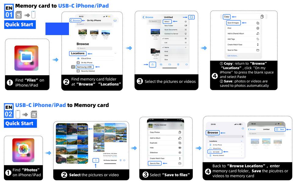 USB-C & Lightning Dual Interface SD Card Reader for iPhone/iPad, Plug-and-Play Memory Card Adapter for SD/TF/SIM Cards, Compatible with iPhone, MacBook, and USB-C Laptops, Ideal Digital Camera Accessory