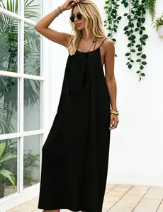 Natural Life Dresses, Women's Solid Color Backless Cami Dress, Casual Sleeveless Dress for Summer, Ladies Clothes for Beach Holiday Vacation