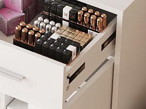 White Vanity Desk with Lighted Mirror & Power Outlet, Makeup Vanity with 3 Drawers, 4 Shelves, Cabinet & Hair Dryer Holder for Bedroom Girls