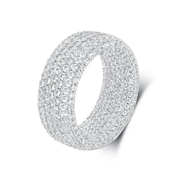 GEMSME 9MM Engagement Promise Wedding Eternity Ring for Women Men, Iced Out Sparkling Cubic Zirconia Rings ARS19862W-W Cz Solitaire