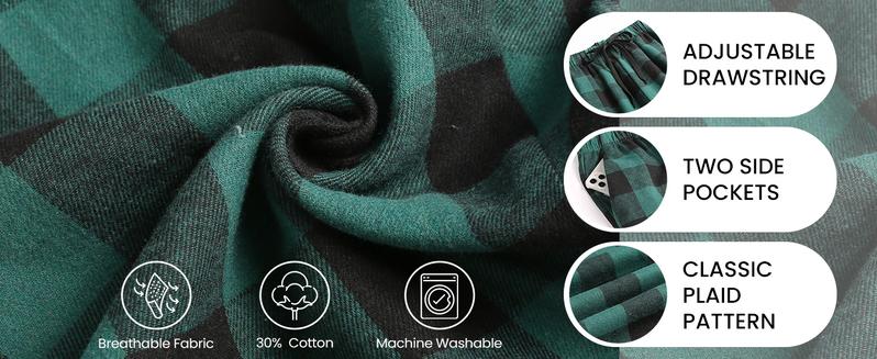 COOFANDY Men's Plaid Casual Pants Soft Cotton Christmas Pajama Pants Drawstring Checkered Lounge Sweatpant with Pockets