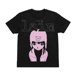 Lain - Pixel Art Crew Neck Short Sleeve Anime Graphic Print Cotton T-Shirt Unisex Breathable Streatwear Casual Pure Color Tee