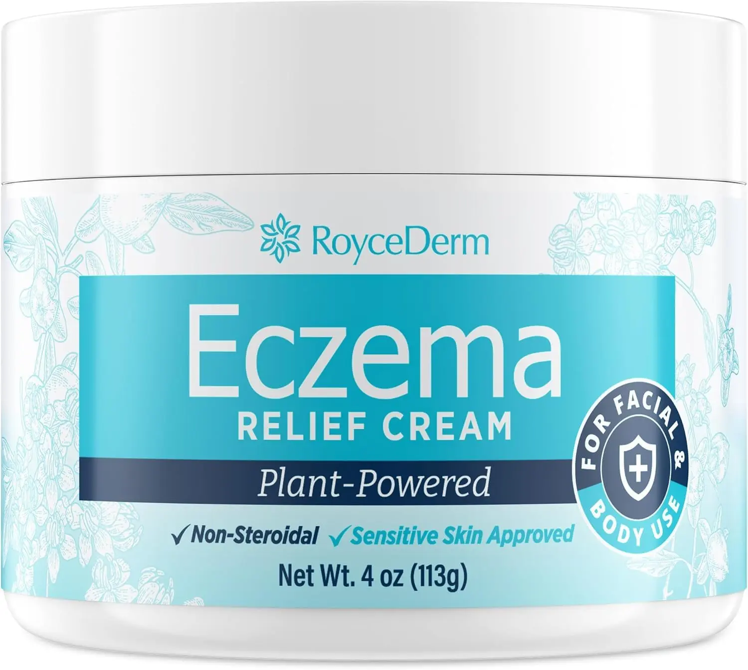 Roycederm Eczema & Psoriasis Treatment Cream with 1% Colloidal Oatmeal & Ceramides - Allergy-Safe, Steroid-Free Soothing Ointment for Dry, Itchy Skin on Adults, Child & Toddlers, Lightweight Hydration, Dermatologist-Inspired, Selfcare, Fast Itch Relief, S