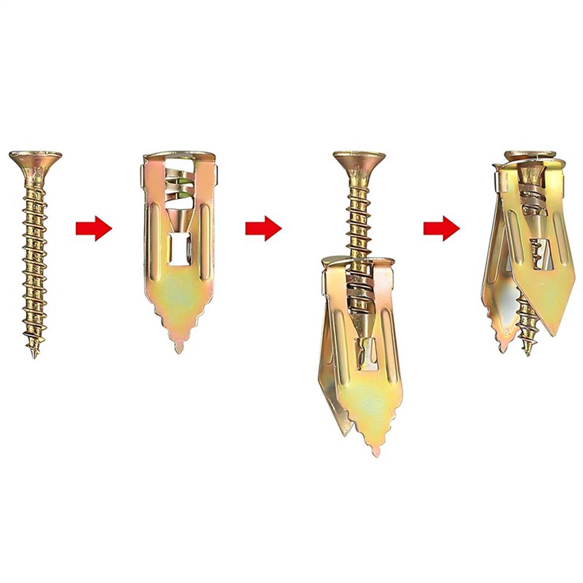 40Pcs Self Drilling Drywall Anchors with Screws, 20Pcs Metal Self-Drilling Anchors and 20Pcs Screws Kit, No Drill Or Holes in Wall for Fixing TV, Shelf, Cabinet, Curtains, Calligraphy