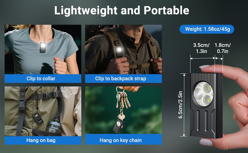 Rechargeable EDC Flashlight with UV, High Lumens Super Bright Mini Flashlight, Portable Flat Pocket Flashlights, Magnetic Keychain Flashlight for Outdoor Home Emergencies