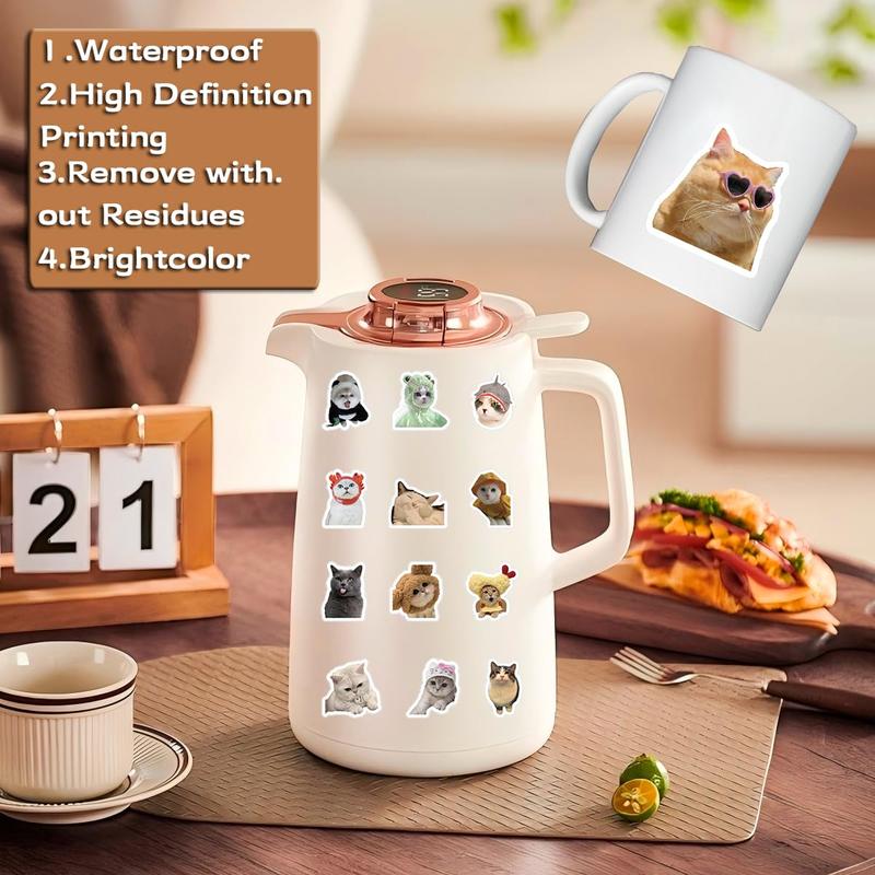 100 Pieces Funny Cat Stickers,Cute Cats Meme Stickers for Water Bottle Laptop, Pet Cat Decal for Luggage Skateboard Bicycle, Vinyl Kitty Animals Sticker