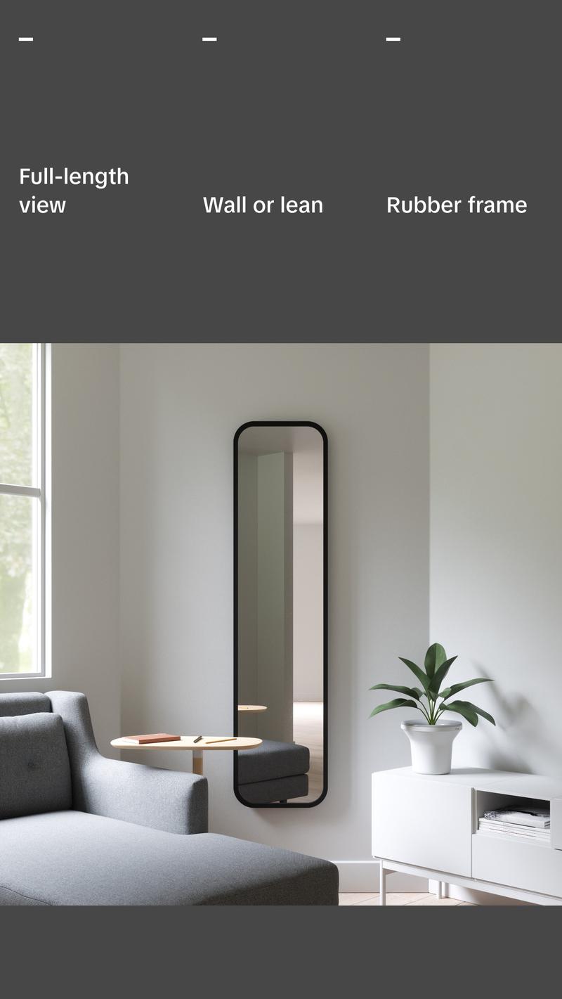 Umbra Hub Leaning Mirror, Full-Length Wall-Mounted or Leaning Mirror with Modern Rubber Frame Decor Lightweight
