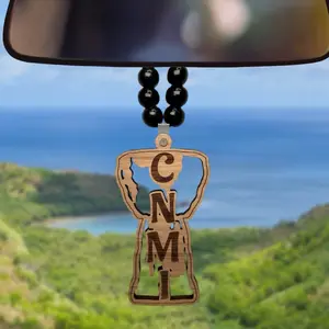 CNMI Latte Stone Ornament 2 - 1/4 Inch Thick Wood Cherry Hickory Mahogany Unfinished 4 inches - 5 Inches Long Side Stylish Car Accessory