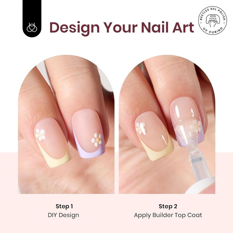 Beetles X PRESS PLUS French Tips Press on Nails Kit – 224Pcs Spring Pastel Soft Nail Gel Tips in 16 Sizes, Salon-Quality DIY Manicure in 15 Mins for Women