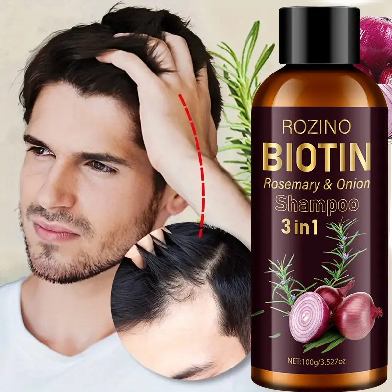 ROZINO Biotin Haircare Cleanser - 3in1 Cream Formula with Rosemary & Onion Blend, 100g/3.527oz Shampoo for Hair Care