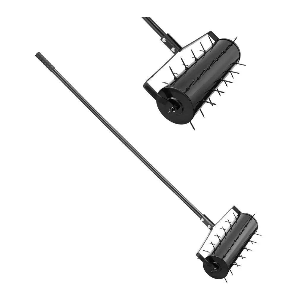VEVOR 21-Inch Patented Lawn Aerator, Rolling Aerator Lawn Tool, Lawn with Detachable Handle and 33 Iron SpikesHeavy Duty Lawn Aerator Tool, Grass Aerator & Garden Tools for Aeration & Soil Health
