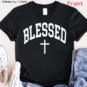 100% Cotton Christian Faith Tee – Blessed Cross Unisex Casual Shirt
