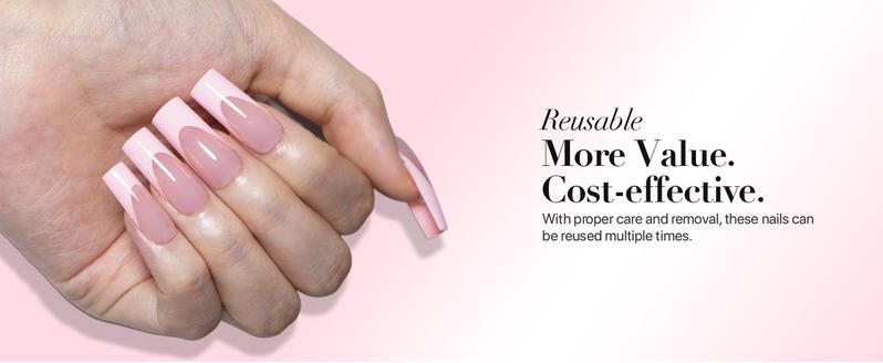 SXC Cosmetics X-Pro Tips French Tip Press On Nails - French Pink Edition Starter Kit