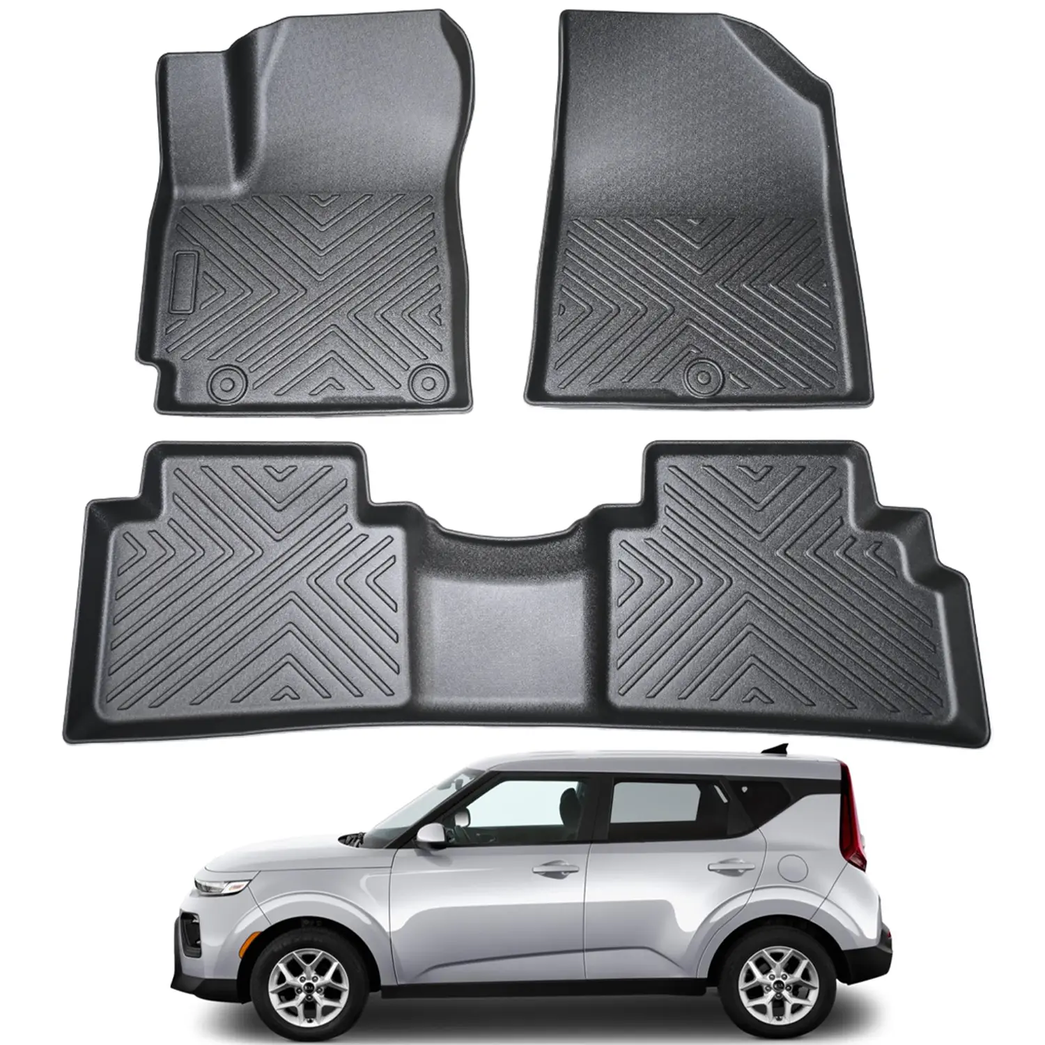 Canvcle Custom Fit Car Floor Mats for 2020-2026 Kia Soul Gas Model - Heavy-Duty Black TPE, All-Weather Guard, Non-Toxic, Odorless, Easy-to-Clean, High Edge Protection, No Trimming Required, Precise 3D Scanning, Vehicle-Specific Fit Car Accessory, Edge Gua