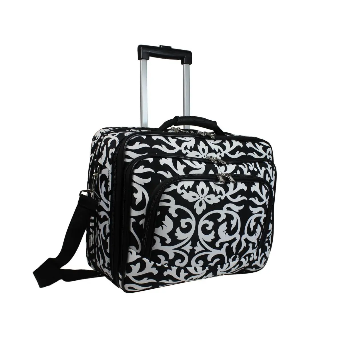212 MAIN 17-in Rolling Laptop Case - Black, Clean Lines, Inline Skate Wheels, Multi-Compartment, Top Zip, Lightweight Unisex Adults High-Capacity Carry On Roller Bag, 13.5h x 7w x 17l in, Global Travel Computer Accessory, 13.5 H X 7 W X 17 L In