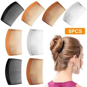 8Pcs French Hair Side Comb Set - 23 Teeth Side,Plastic Twist Comb Hair Clip,Hair Accessories for Women,Fashion Hair Styling Gift,for Wedding,Working Daily Use