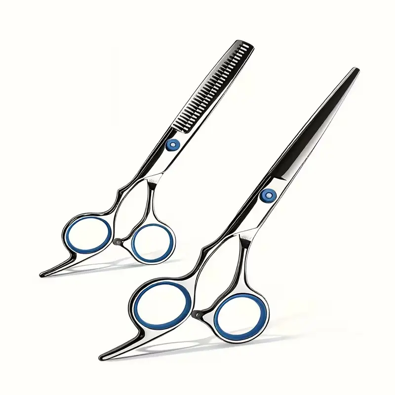 Set of 2 Professional Hair Cutting Scissors, Includes Thinning And Cutting Scissors with a Case, Features Sharp Convex Edge Blades for Salon And Home Use, High-Quality Hairstyling Tools for Both Men And Women