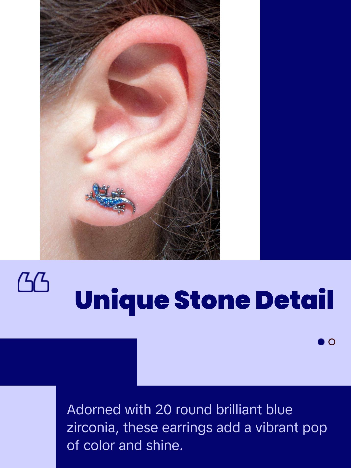 Silver Lizard Earrings - Good Luck Gecko Earrings