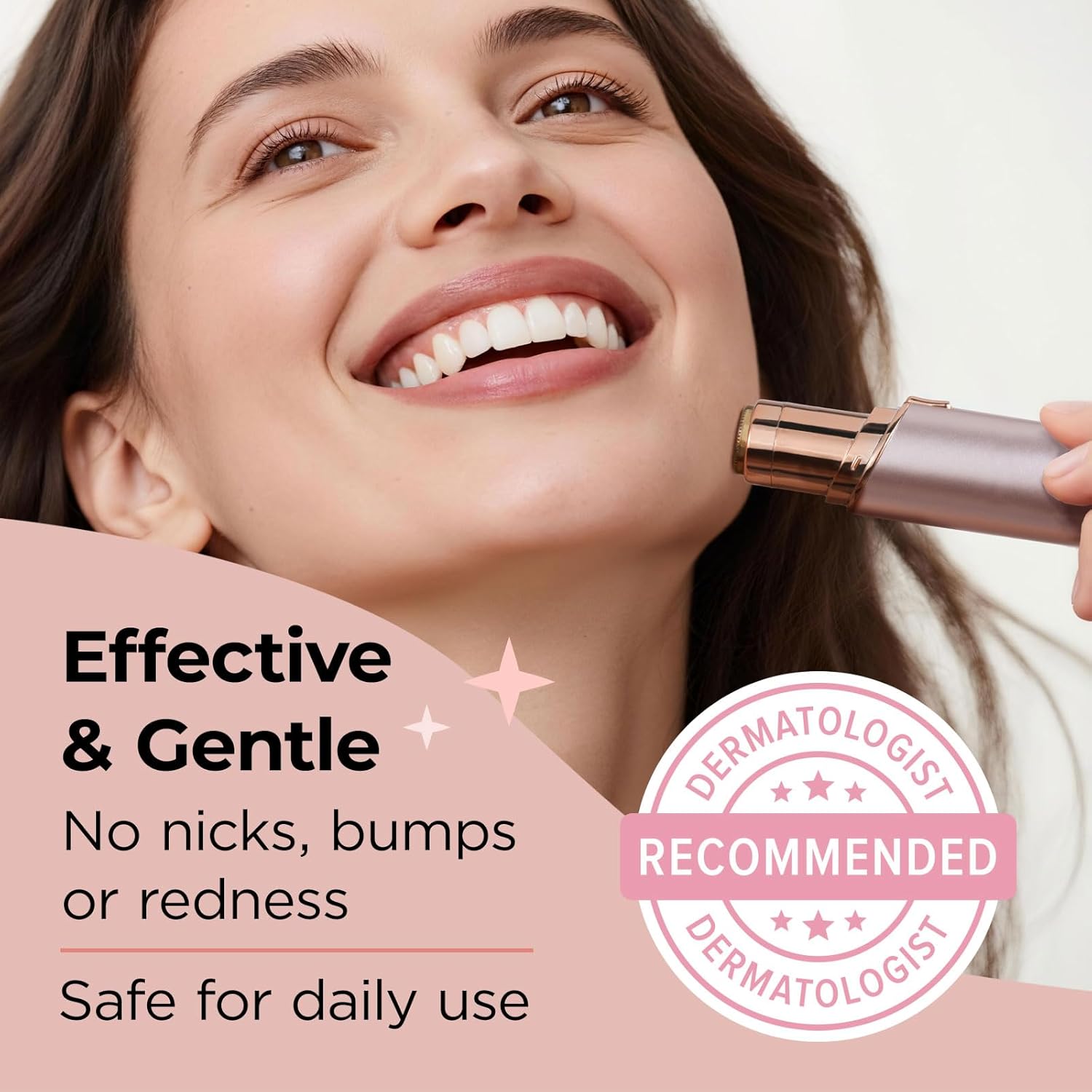 KRADAA Facial Hair Remover for Women Electric Rechargeable Trimmer with LED Light Painless Razor for Chin Upper Lip Peach Fuzz Gentle on Sensitive Skin