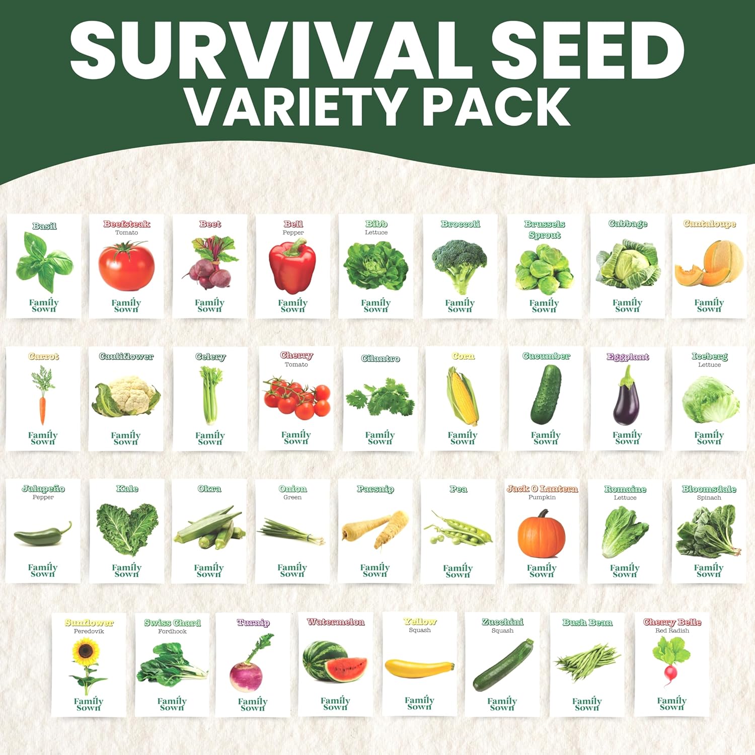 30 Kind of Vegetable Seeds Variety Pack  Non-GMO Heirloom Seeds for Planting Vegetables and Fruits in Individual Seed Packets, Home Garden Seed for Hydroponic, Indoor and Outdoors