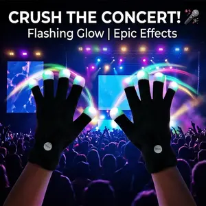 LED Gloves Colors Light Show Rave Light Finger Lighting Flashing Glow Mittens Contains 4 batteries light-up finger glove