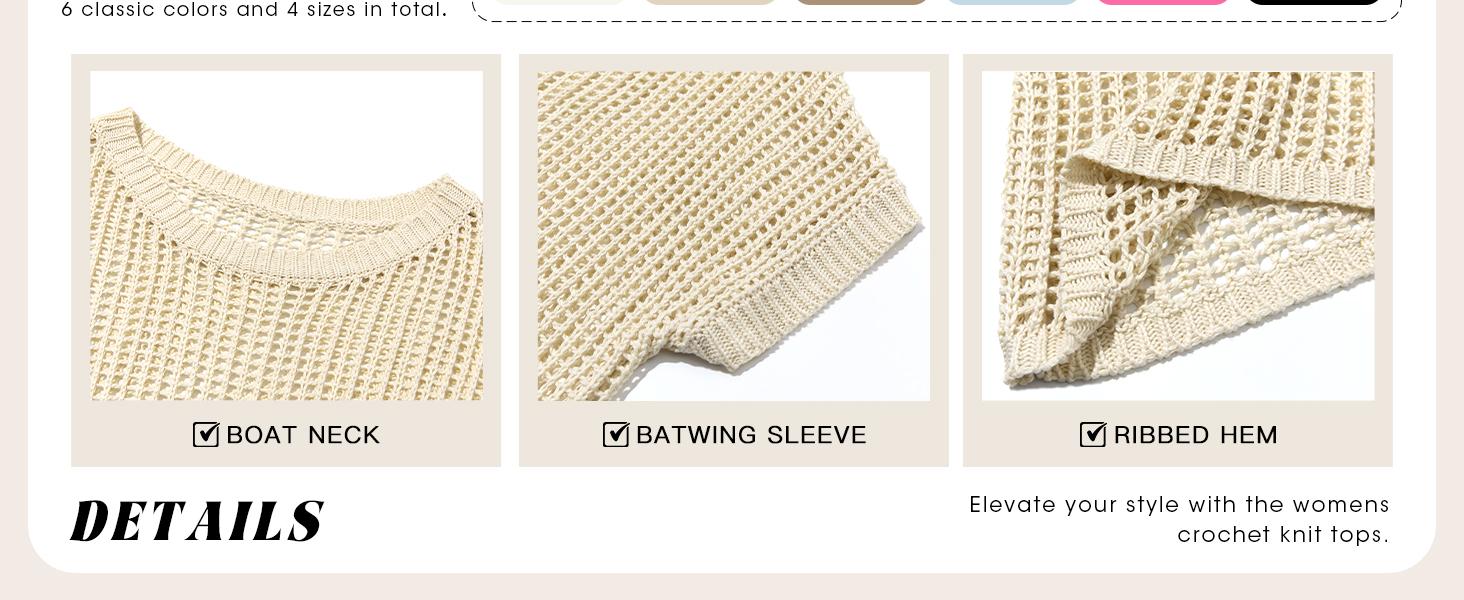 Imily Bela Crochet Sweater Tops Batwing Short Sleeve Oversized Boat Neck Boho Knit Summer Beach Cover Ups Imily Bela Crochet Sweater Tops Batwing Short Sleeve Oversized Boat Neck Boho Knit Summer Beach Cover Ups