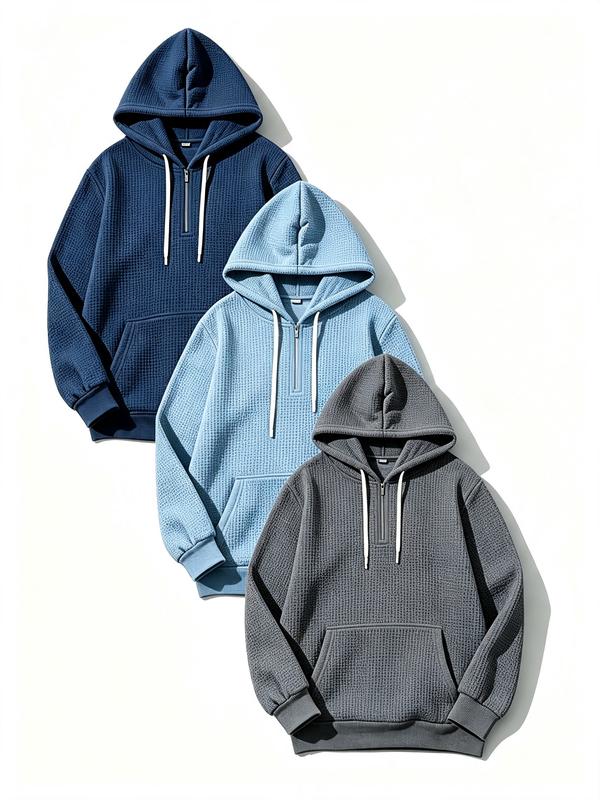 3‑Pack Men Fashion Jacquard Hoodie, Oversized Long Sleeve Pullover Sweatshirt, Streetwear Casual Mens Hooded Tops
