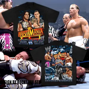 WWE Shawn Michaels vs Bret Hart Wrestle Mania 17 Retro Premium 100% Cotton T-Shirt, The Champ Shirt, Doctor of Thuganomics Retro WWE Shirt, Hustle Loyalty Respect Wrestling T-Shirt, Iconic WWE Legend Merch