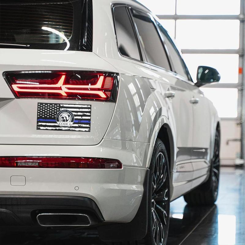 Thin Blue Line Police Sticker Patriotic Car & Laptop Decal Code 4 Humanizing The Badge 5 PCS High-Quality PVC Material Waterproof UV Protection Easy Installation Perfect for Cars Trucks Motorbikes Bumpers Windows Cabinets Walls Laptops