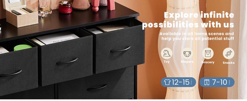 SweetFurniture Organizer Storage, Chest Fabric Bins, Long Dresser with Wood Top for Bedroom, Closet, Entryway, 7-Drawers dressers SweetFurniture Organizer Storage, Chest Fabric Bins, Long Dresser with Wood Top for Bedroom, Closet, Entryway, 7-Drawers dressers