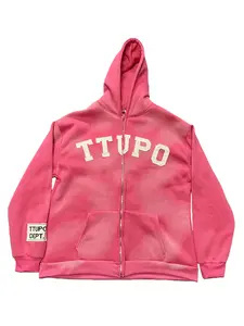 Women's Hoodie, Zippered Hooded Sweatshirt, New American Retro Washed Long-Sleeve Cardigan Hoodie, Personalized Letter Print Trendy Loose Outerwear