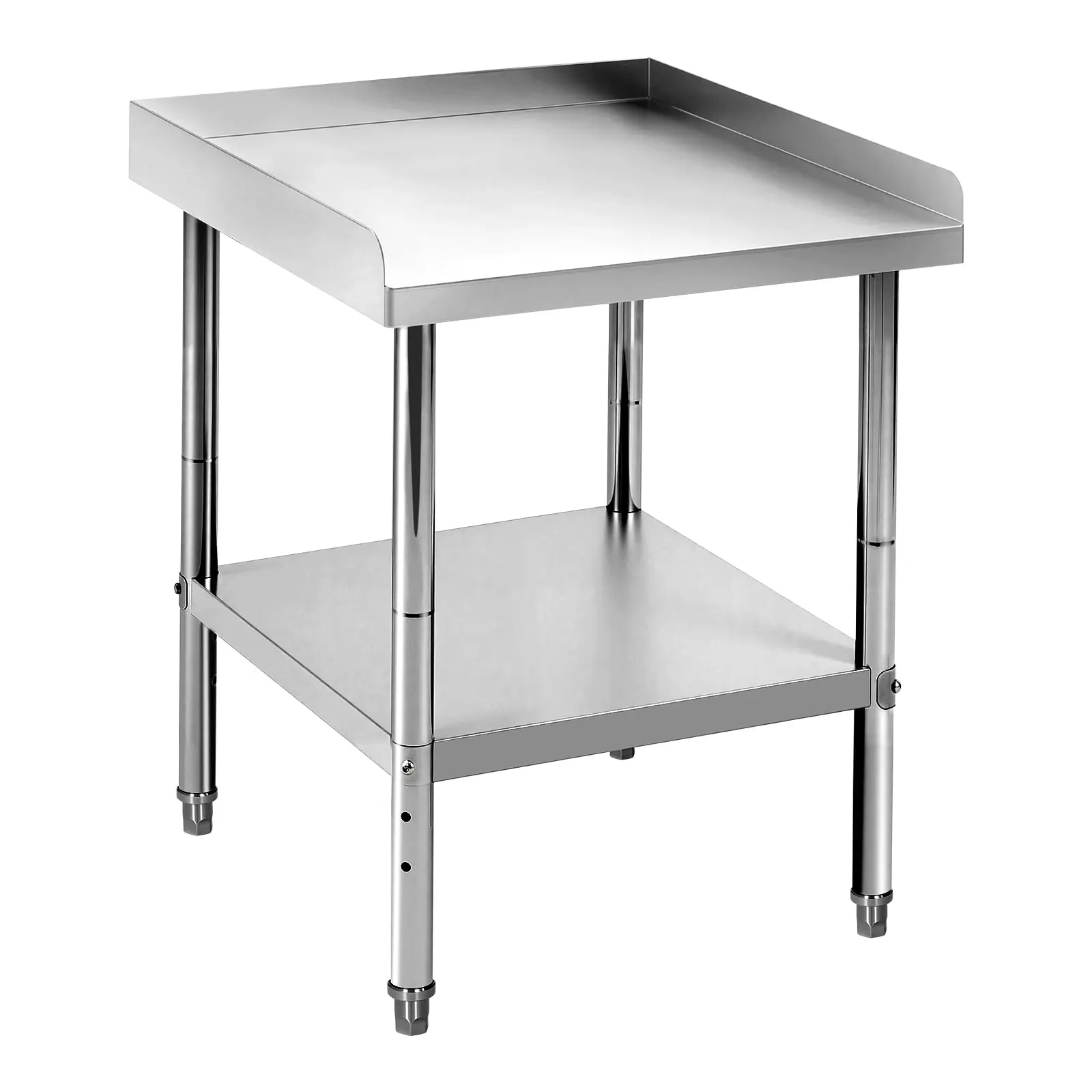 GARVEE Industrial-Grade Thickness Stainless Steel Grill Stand Table (24x24x30 in), 400 Lbs Capacity NSF Certified Equipment with Height-Adjust Legs, 2-Inch Edge Baffle for Commercial Kitchen & Home Use