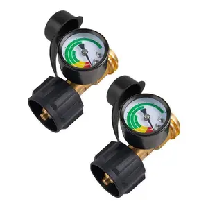Propane Tank Gauge Level Indicator & Leak Detector – Fits 5lb to 40lb Tanks with Type 1 Connection (Set of 2), Universal for BBQ, RV, Heater & More