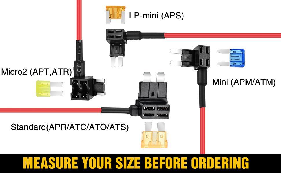 Nilight 12 Pack 12V Car Add-a-Circuit Fuse Tap Standard Mini Micro2 and Low Profile Taps 4 Types ATO ATC ATM APM Holder for Cars Trucks Boats