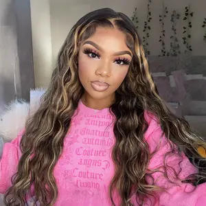 [NEWEST]Megalook 13x6 Glueless Lace Highlight Balayage Bohemian Curl Glueless Wig With Drawstring 100% Human Hair Pre-everything Put On Go Slay Look Easily