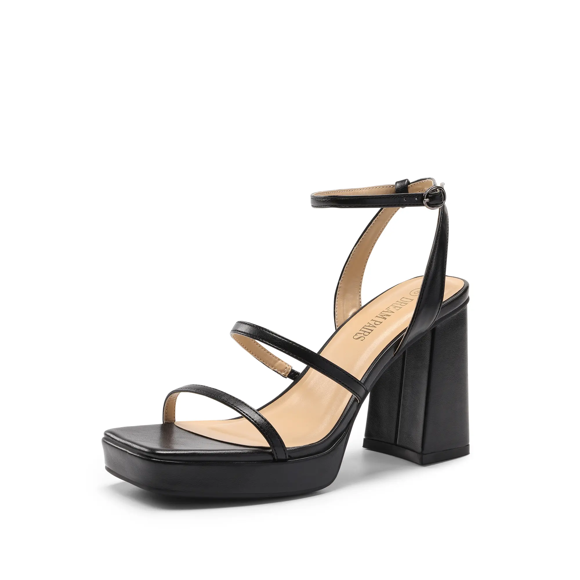DREAM PAIRS Women's Retro Strappy Square-Toe Chunky Platform Block Heel Sandals, Stylish Footwear, Women's Heels Shoes, Heels Shoes For Women