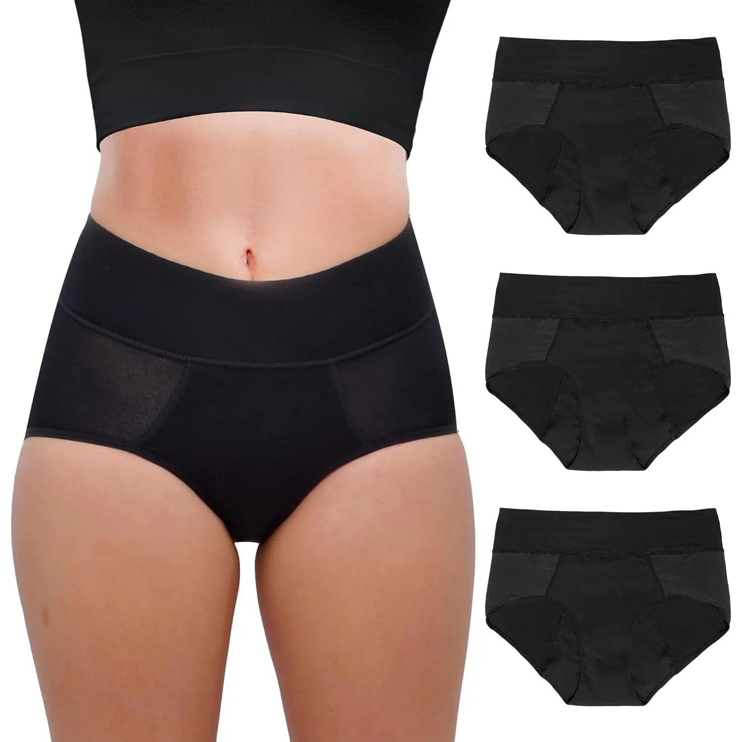 Women's Reusable Bamboo Rayon Period Panties - Soft, Silky, Leakproof, Elastic Fit, Thin Layers - Full Coverage All-Day & Overnight Protection for Teens