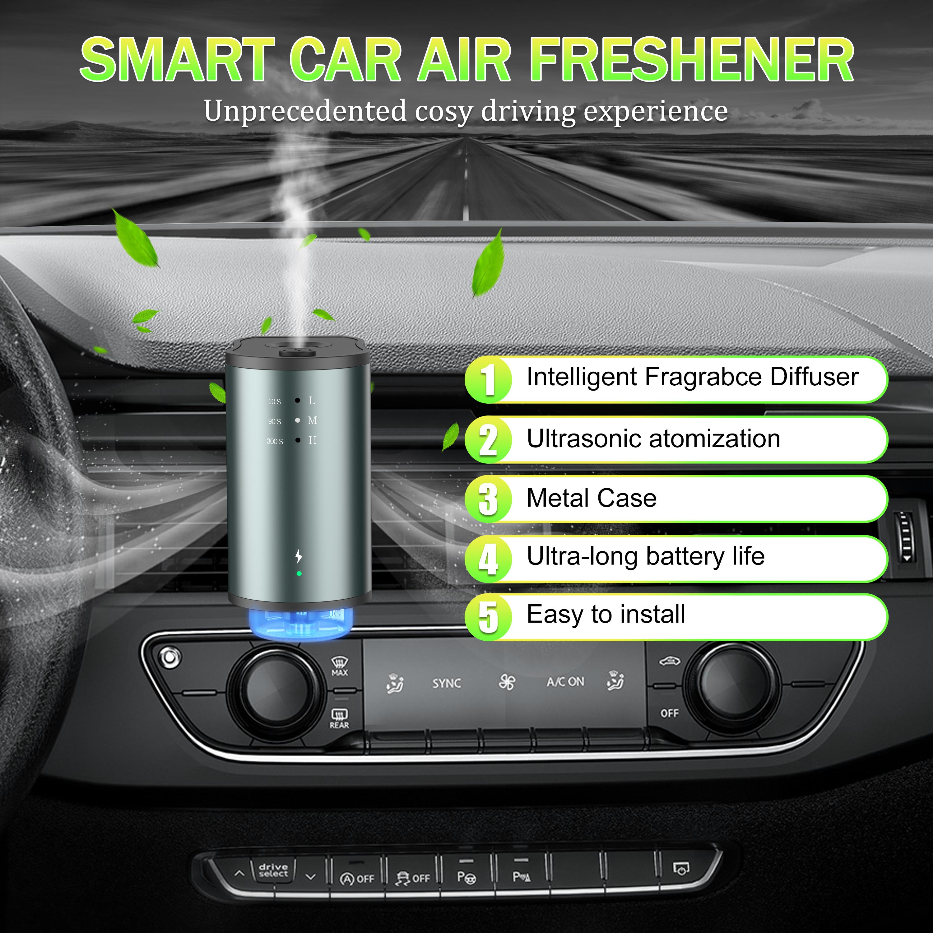 Portable Smart Car Air Freshener: Customize Your Drive with Three Intensity Levels of Natural Fragrance - Includes 3*10ML Natural Perfumes