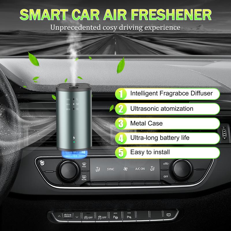 Portable Smart Car Air Freshener: Customize Your Drive with Three Intensity Levels of Natural Fragrance - Includes 3*10ML Natural Perfumes