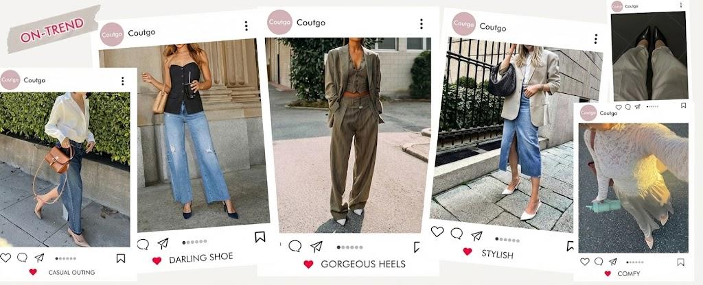 Coutgo Women's Slingback Kitten Heels Closed Pointed Toe Wedding Party Dress Pumps Shoes