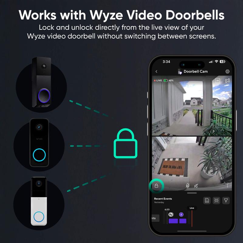 Wyze Palm Lock — Wi-Fi Palm Recognition Smart Lock for Front Door, Keyless & Touchless Entry, Modern Design, Auto-Lock, Easy Installation, Deadbolt Replacement, IP53 Weatherproof