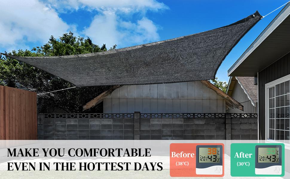 10ft×13ft Black Breathable Sun Shade Mesh, Net with Thickened Stitched Hems & Reinforced Grommet Fasteners, Multi Scene Outdoor Sun Cover for Garden Greenhouse Chicken Coop Patio Outdoor Dining Space uv-resistant reinforce rivet dustproof protection
