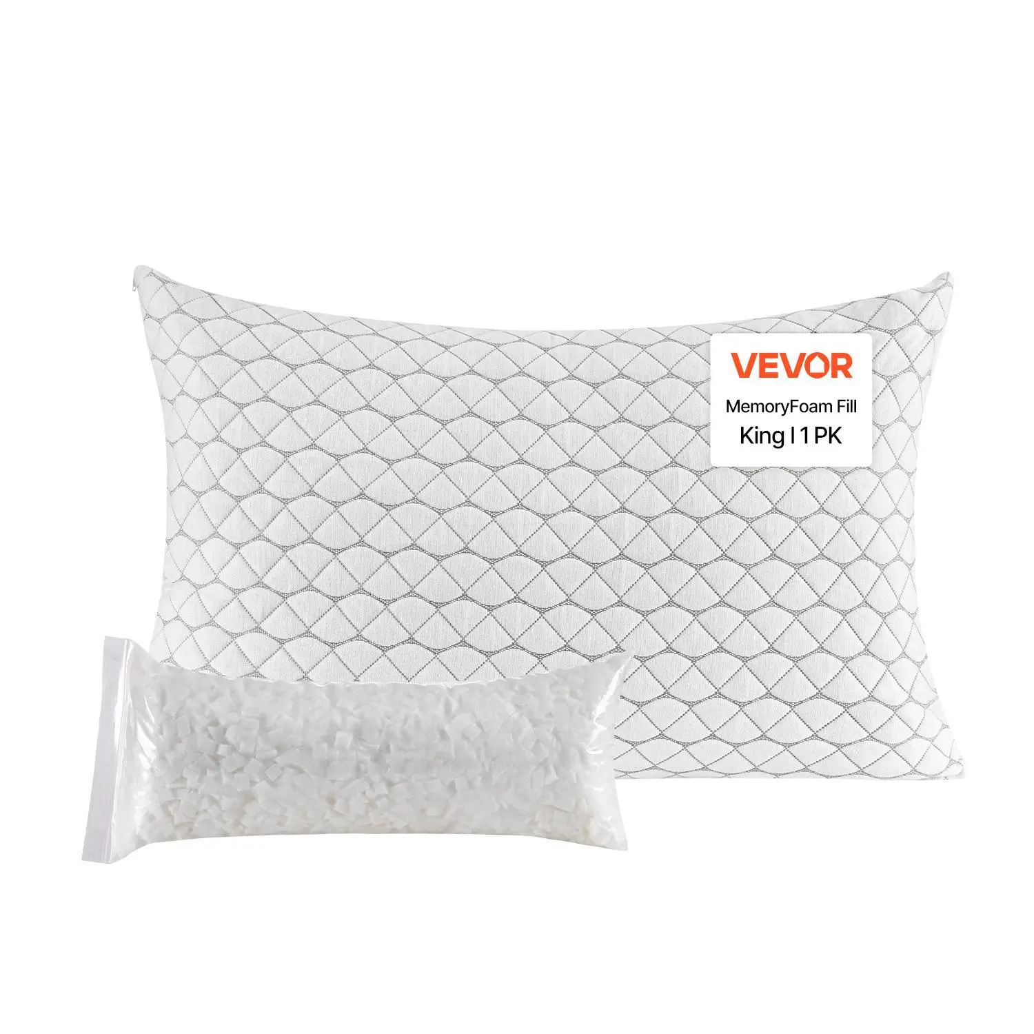 【SummerFinds】VEVOR King Size Durable Memory Foam Sleeping Pillow - Luxury Hotel-Quality Adjustable Fill, Breathable Skin-Friendly Dual-Sided Design, Natural Fibers Pillowcase, Machine Washable Bedding for Back Sleepers