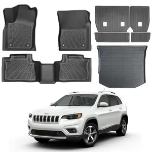 Canvcle All Weather TPE Floor Mats for 2015-2021 Jeep Grand Cherokee Laredo E 4x4 Five-Seater Gas Model Custom Fit Trunk & Back Seat Protector Durable Odorless Cargo Liner Non-Slip Texture Easy to Clean