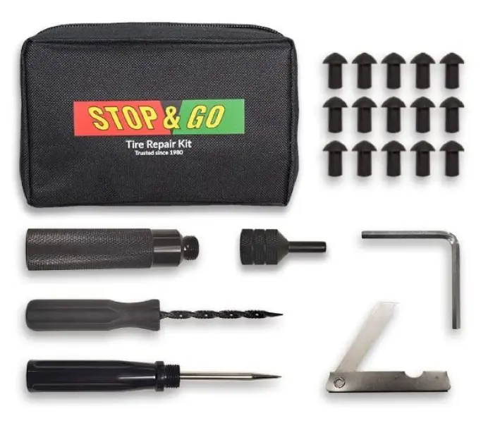 Stop & Go 1000 Tubeless Tire Pocket Plugger Repair Kit - 22-Piece Tire Repair Tools for Cars, Off-Road Vehicles, Tractors with 5/16 Inches Diameter Components