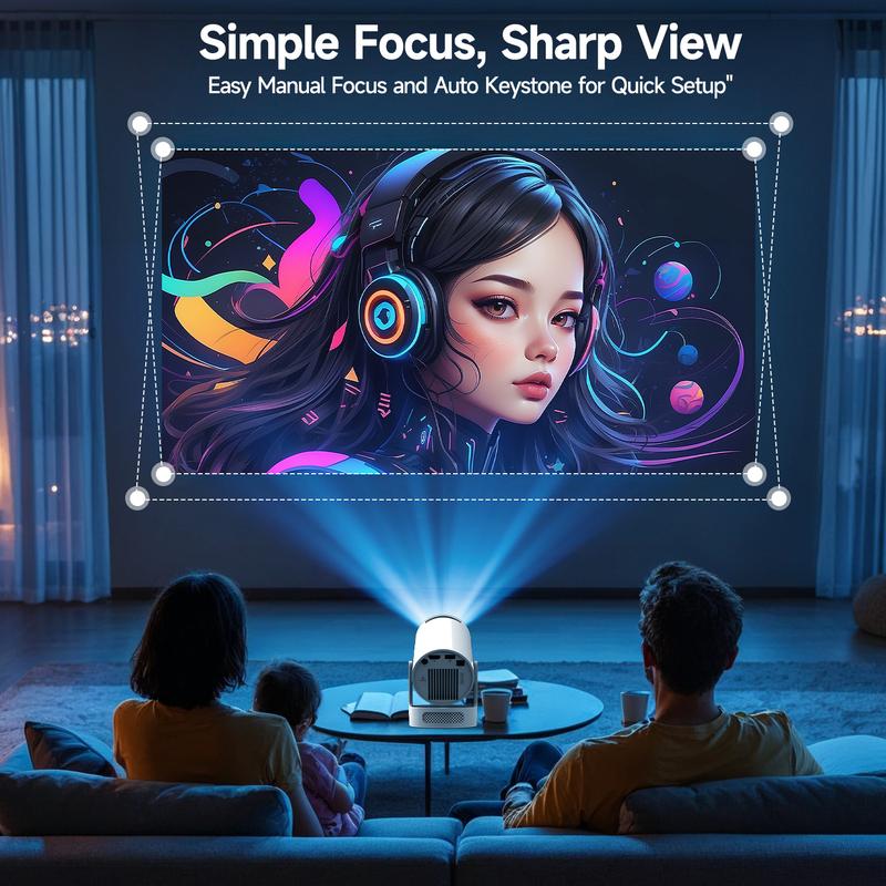 HY300Pro+ Projector 290ANSI BT5.4 WIFI6 8K/4K/1080P Decode Native 1280*720P 0.8:1 Throw Ratio Android 14 Built-in Speaker & Appstore Allwinner H726 Home Cinema Mini Smart Portable Upgraded HY300Pro