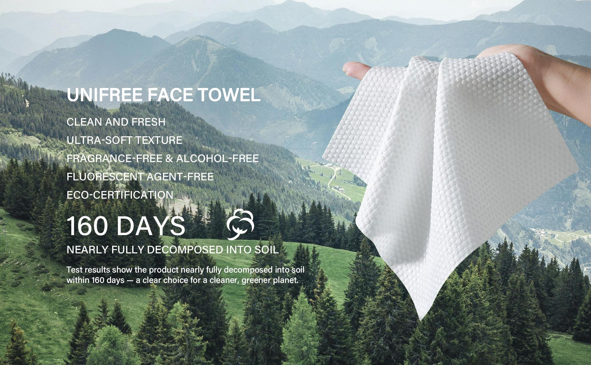 [N] Unifree Disposable Face Towels, Soft, Absorbent, Single Use, Comfortable Skincare Dry Wipes, Biodegradable Towelette Boxes