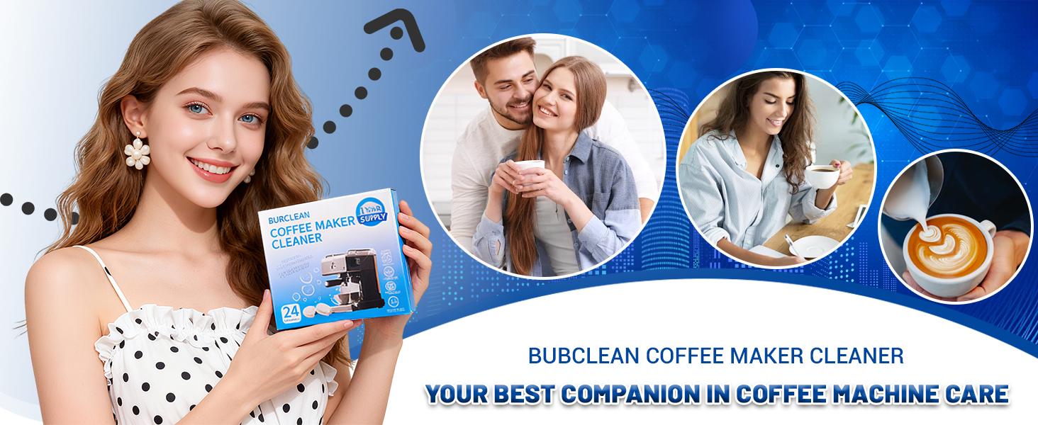 BUBCLEAN Coffee Machine Cleaner Descaler Tablets - 24 Pack, Deep Cleaning and Descaling for All Coffee Makers , Coffee Maker Pot Descaling & Cleaning Tabs, Descale Drip Coffe And Espresso Machines