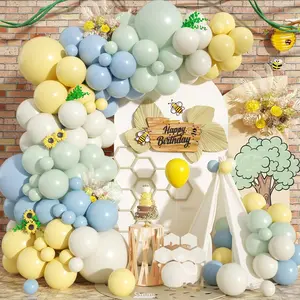 Pastel Balloon Arch Kit Green Blue Yellow White for Birthdays Baby Showers Weddings and Parties
