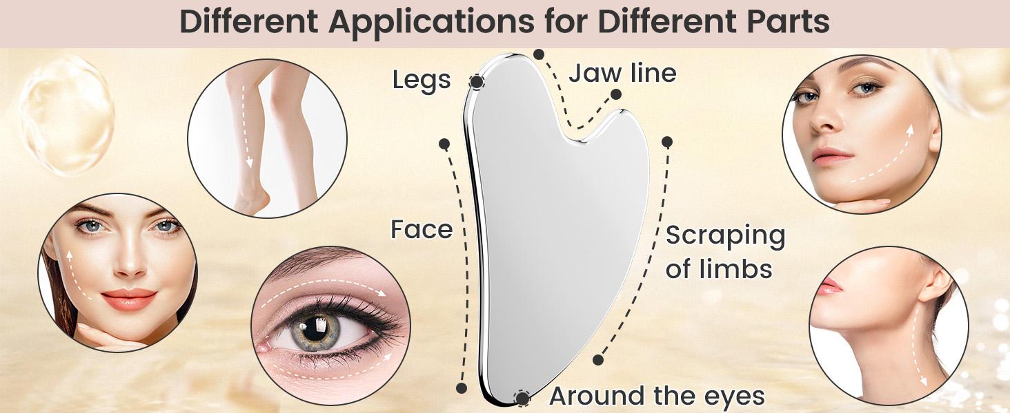 304 Stainless Steel Gua Sha Facial Tools. Comfort Guasha Tool for Face or Body Massage. Skin Care Tool for Body Treatment, Metal Beauty Essentials